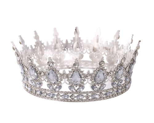 2" x 5" Silver Base Clear Rhinestones Royal King Crown