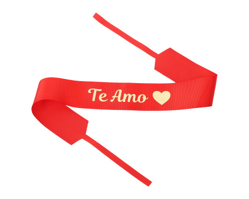 2" x 33" Red "Te Amo" Gold Printed Grosgrain Ribbon Bouquet Banner - Pack of 12
