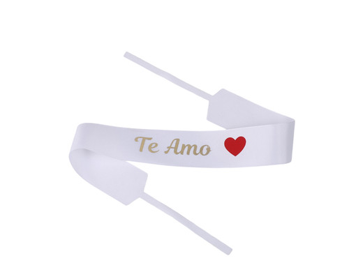 2" x 33" White "Te Amo" Printed Red Heart Grosgrain Ribbon Bouquet Banner - Pack of 12