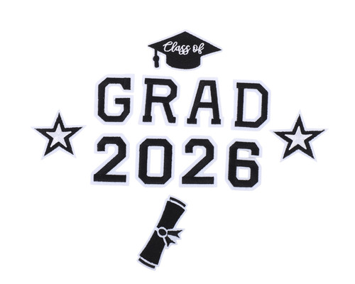 22-Piece Black Graduation Year Pin Kit  "GRAD" Letters, Year Numbers (2026-2039) & Graduation Icons - 6 Sets