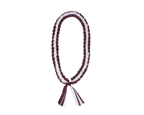 47" Burgundy/White Braided Grosgrain Ribbon Graduation Lei - Pack of 6