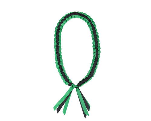 47" Emerald Green/Black Braided Grosgrain Ribbon Graduation Lei - Pack of 6
