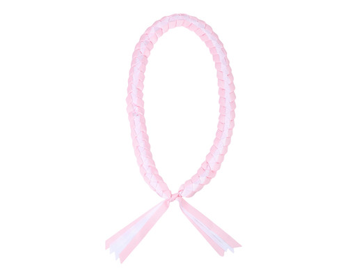 47" Pink/White Braided Grosgrain Ribbon Graduation Lei - Pack of 6