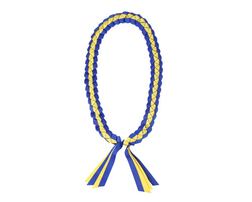 47" Royal Blue/White Braided Grosgrain Ribbon Graduation Lei - Pack of 6