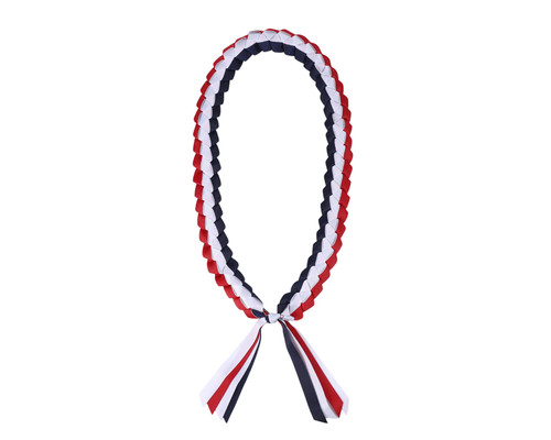 47" USA Colored Braided Grosgrain Ribbon Graduation Lei - Pack of 6