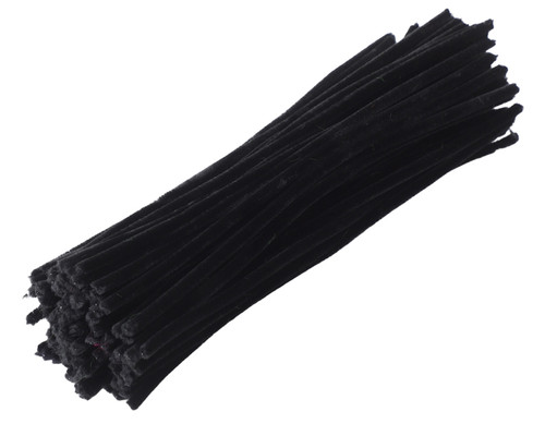 12" Black Chenille Stem DIY Craft Pipe Cleaner - Pack of 1000