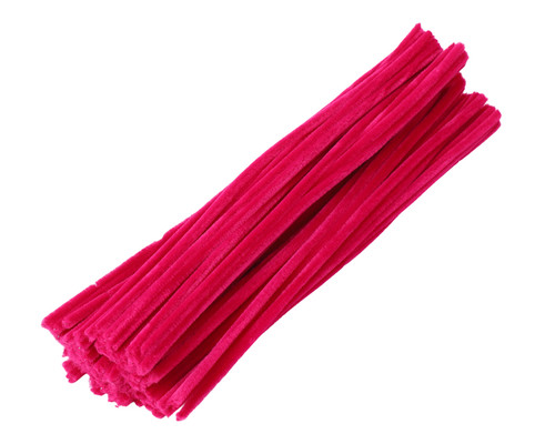 12" Fuchsia Chenille Stem DIY Craft Pipe Cleaner - Pack of 1000