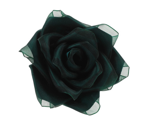 2.5" Hunter Green Satin Organza Layered Eternal Ribbon Roses - Pack of 12