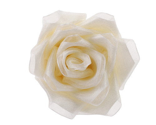 2.5" Ivory Satin Organza Layered Eternal Ribbon Roses - Pack of 12