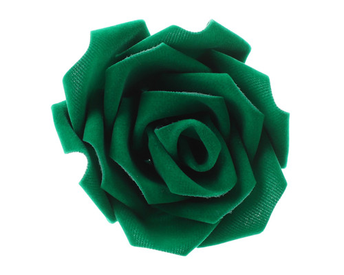 2.5" Emerald Green Velvet Ribbon Roses - Pack of 12