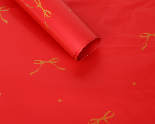 22 1/4"x22" Burgundy Ribbon Heart Gold Print Bouquet Wrapping Paper - Set of 20 Sheets