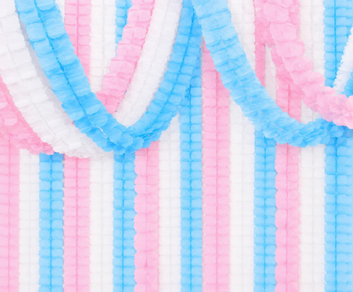 9ft Baby Shower Gender Reveal Pink Blue White Color Themed Paper Party Streamers - Pack of 12