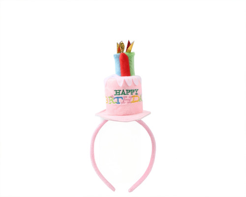 4" Pink Happy Birthday Cake Headband - Pack of 6