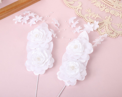 6" Gold Duo Rose Silk Pearl Accent Corsage Flowers - Pack of 12
