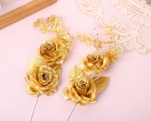 6" White Duo Rose Silk Pearl Accent Corsage Flowers - Pack of 12