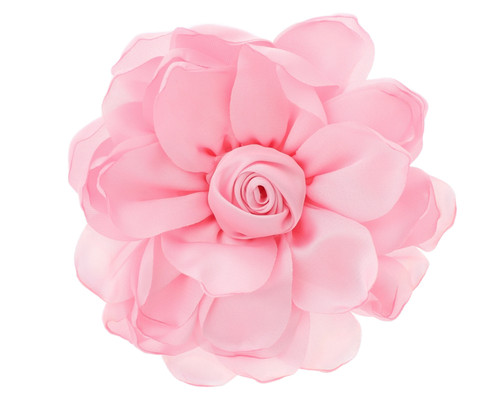 4" Pink Satin Silk Knotted Center Rose Flower - Pack of 12
