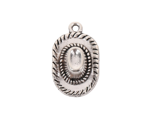 1" Silver Cowboy Hat Metal Charm Pendant - Pack of 100