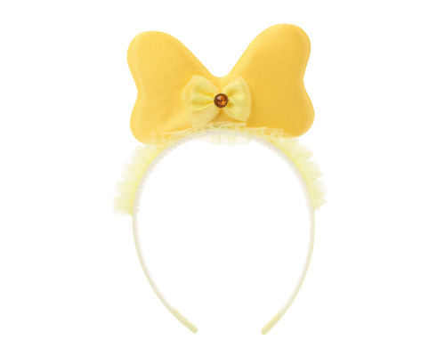 4 1/2" Light Yellow LED Light Up Plush Bow Headband - Pack of 12