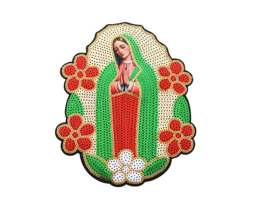 8 3/4" x 7" Our Lady of Guadalupe Flower Accent Iron On Patch - Pack of 6