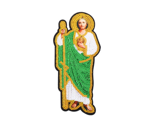 9 3/4" x 4 1/4" San Judas Saint Jude Large Religious Sequin Patch - Pack of 6
