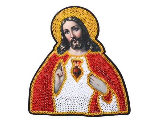 9 1/2" x 8" Jesus Religious Sequin Patch - Pack of 6