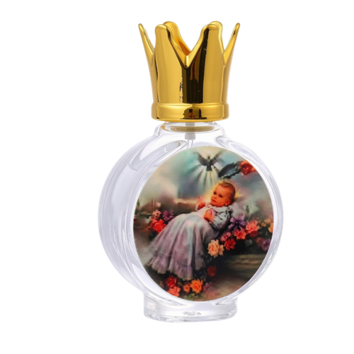 2 7/8" x 1 5/8" Glass Gold Crown Baptism Holy Water Bottle - Pack of 12