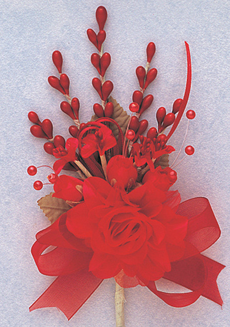 7" Red Bridal Corsage Silk Spray Flowers - Pack of 12
