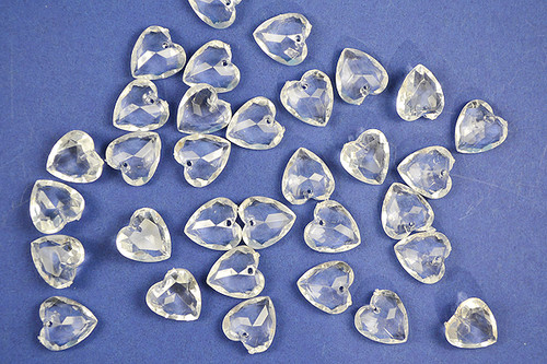 17mm Clear Transparent Acrylic Heart Beads - Bag of 0.55 Pound