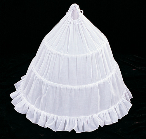 75" Diameter 23" Long White Cotton Wedding Bridal Petticoat - 3 Bone Hoop Slip Skirt