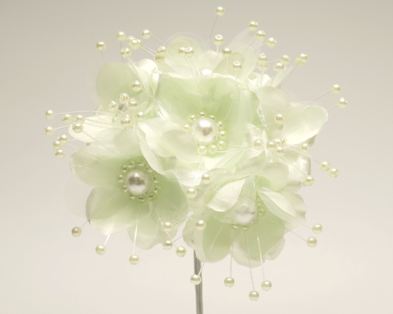 1.5" Mint Green Silk Flowers with Pearl Pack of 72 CB Flowers & Crafts