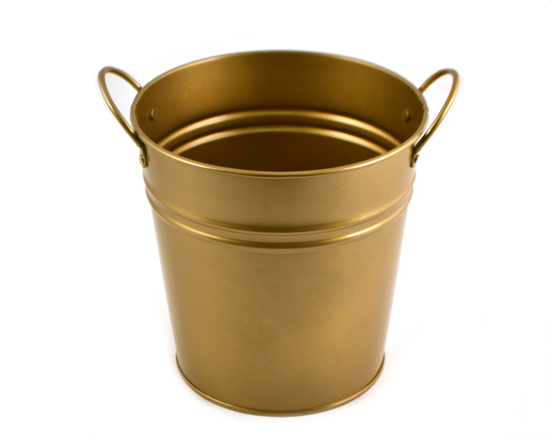 6" Gold Metal Bucket Pack of 10 CB Flowers & Crafts