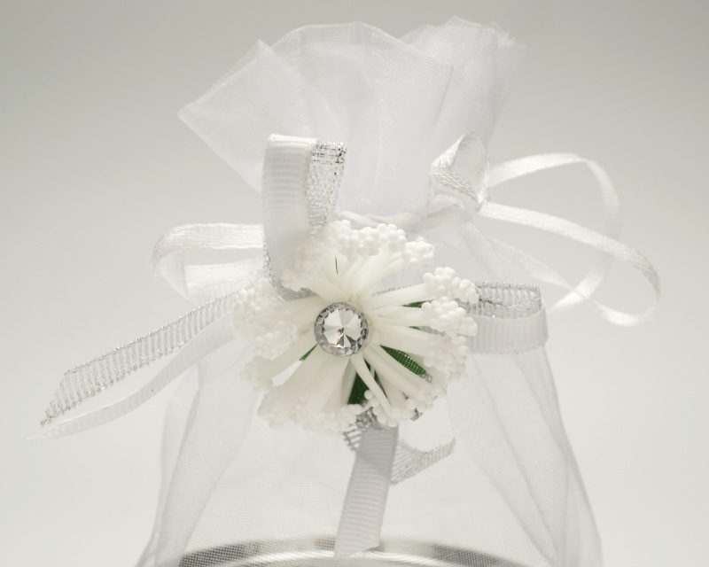 3" Silver Round Organza Bag Basket Favor Box Pack of 12 CB Flowers