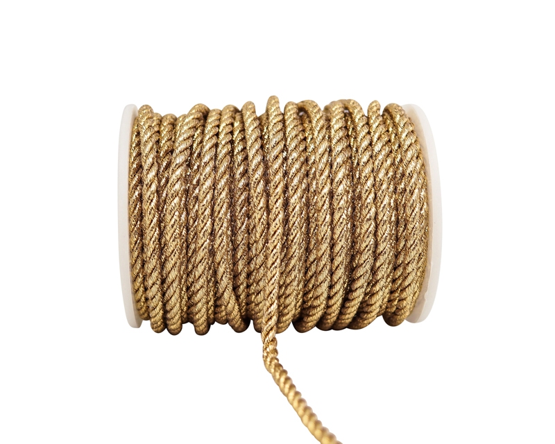 4mm x 25 Yards Metallic Gold Rope Trim - Pack of 5 Spools - CB Flowers ...