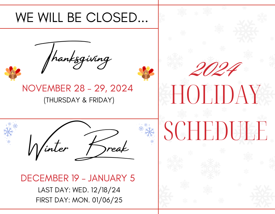 2024 Holiday Closure Dates & Important Information CB Flowers & Crafts