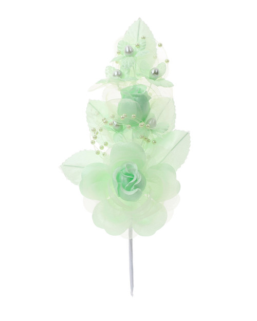 6" Mint Green Silk Corsage Flowers with Pearl Spray - Pack of 12 - CB  Flowers & Crafts