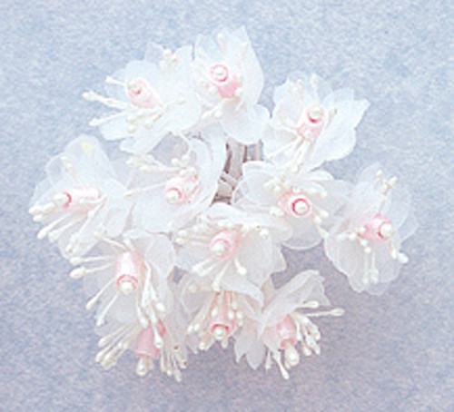 1 Ivory Satin Ribbon Flowers with Pearl - Pack of 144