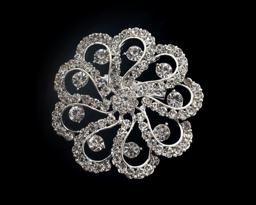 Broche Pin's Mariage Argenté à Strass - Modèle SS-28 - Occasion - Sans Marque