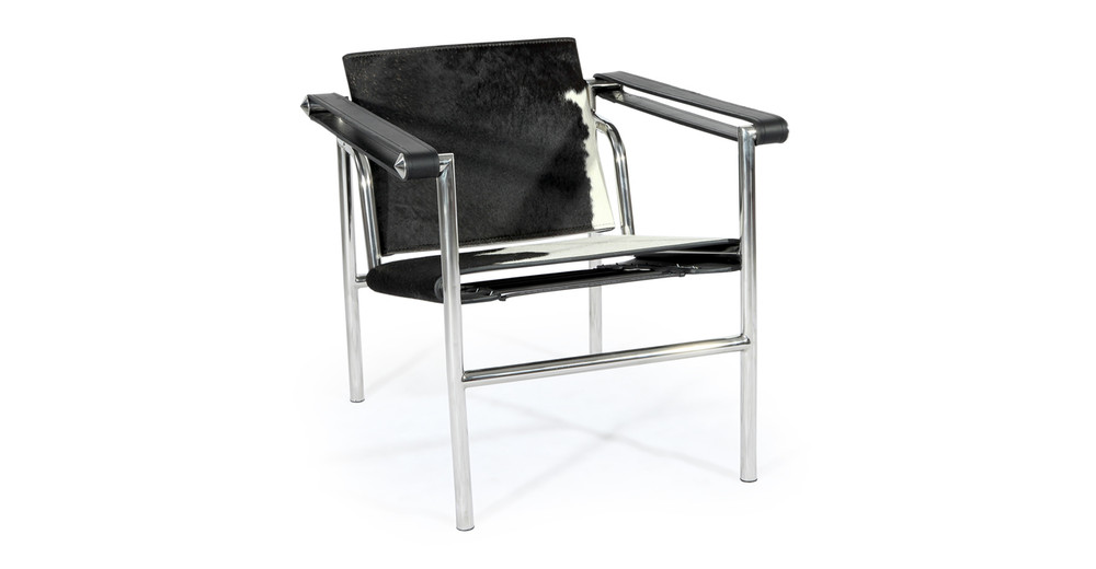 Basculant Sling Chair Black White Cowhide Craft Sofa Company