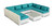 Oahu 9-pc Outdoor, White Wicker/Turquoise