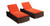 Hanalei 2-pc Outdoor Sunbed, Espresso Wicker/Orange