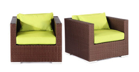 Hilo 2-pc Armchair Set, Espresso Wicker/Lime