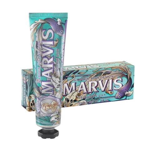 Marvis Sinuous Lily Zahnpasta 75 ml mit Tube und Verpackung