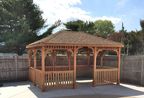 square wooden gazebo pergola