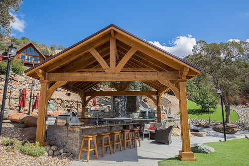17x17 Grand Cedar pavilion, rough sawn Western Red Cedar, Maple color Stain, Copperopolis, CA (half hour east of Stockton, CA) 17x17 Grand Cedar pavilion, rough sawn Western Red Cedar, Maple color Stain, Copperopolis, CA (half hour east of Stockton, CA)