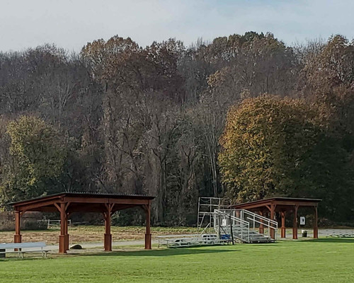 Cedar Lean-To Pavilions in a gorgeous outdoor setting