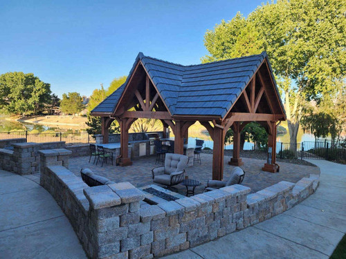 16x24 Triple Gable Grand Cedar Pavilion with Rustic Cedar stain, Dayton, NV
