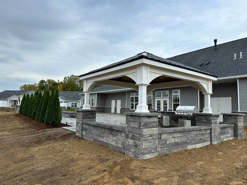 Black metal roof and gorgeous stone decoration