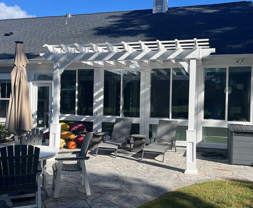9x12 Flush Wall Mount Classic Vinyl Pergola, Southport, NC