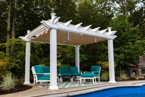 Hampton Vinyl Pergola + Retractable Canopy Hampton Vinyl Pergola + Retractable Canopy