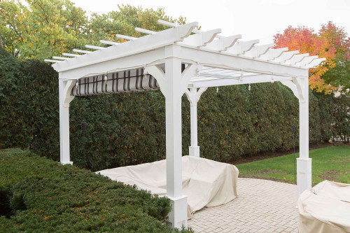 10x12 Serenity Vinyl Pergola with retractable fabric canopy, Glenview, Illinois